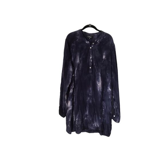 Lulus Dress Size XL Purple Tie Dye Rayon Long Sleeve Half Button Front Shirt - Picture 1 of 14